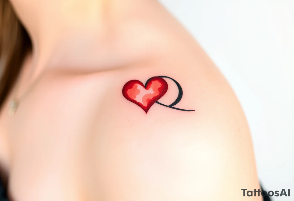 A sleek black infinity symbol intertwined with a delicate red heart, symbolizing everlasting love with a modern touch tattoo idea