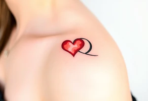 A sleek black infinity symbol intertwined with a delicate red heart, symbolizing everlasting love with a modern touch tattoo idea