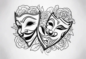 Laugh now cry later masquerade tattoo idea