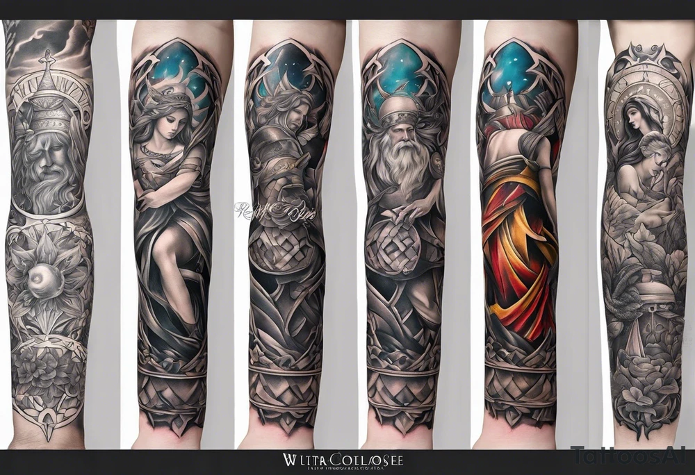 A religious christian forearm tattoo portraying life before and after redemption tattoo idea