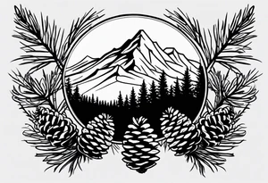 Pinecone, mountains tattoo idea