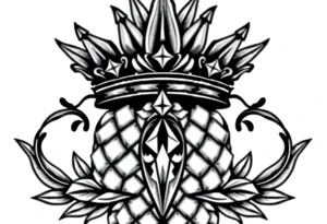 Majestic crown ,pineapple ,vagina, anus ,diamonds tattoo idea