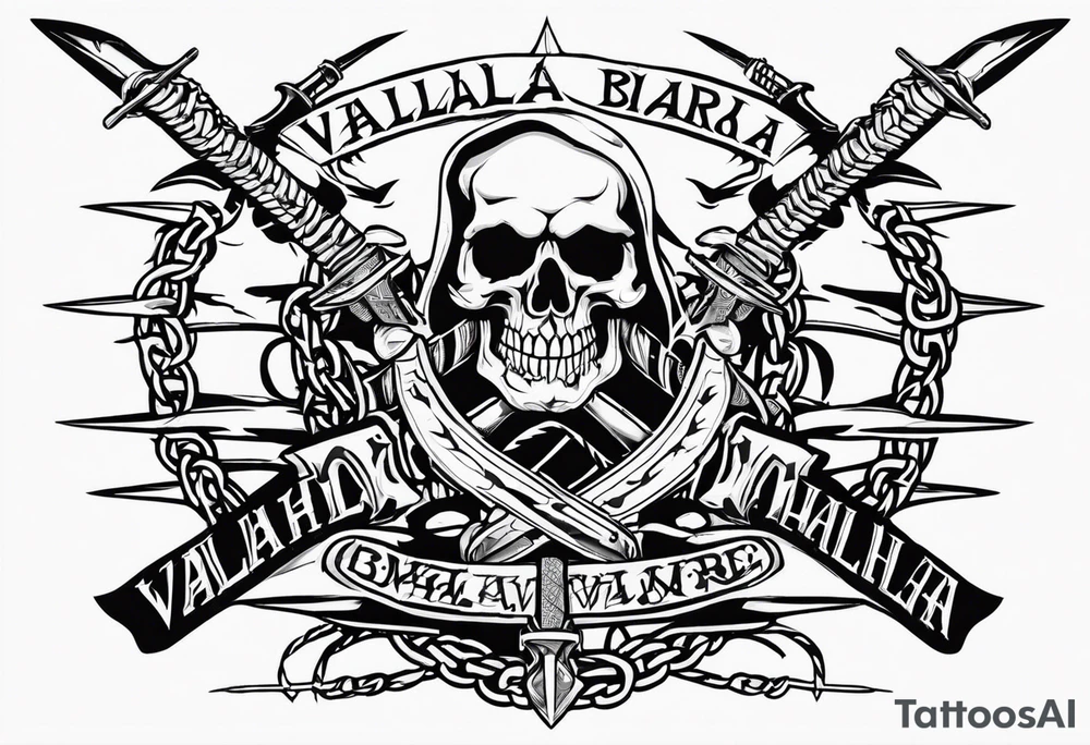 valhalla barb wire swords tattoo idea