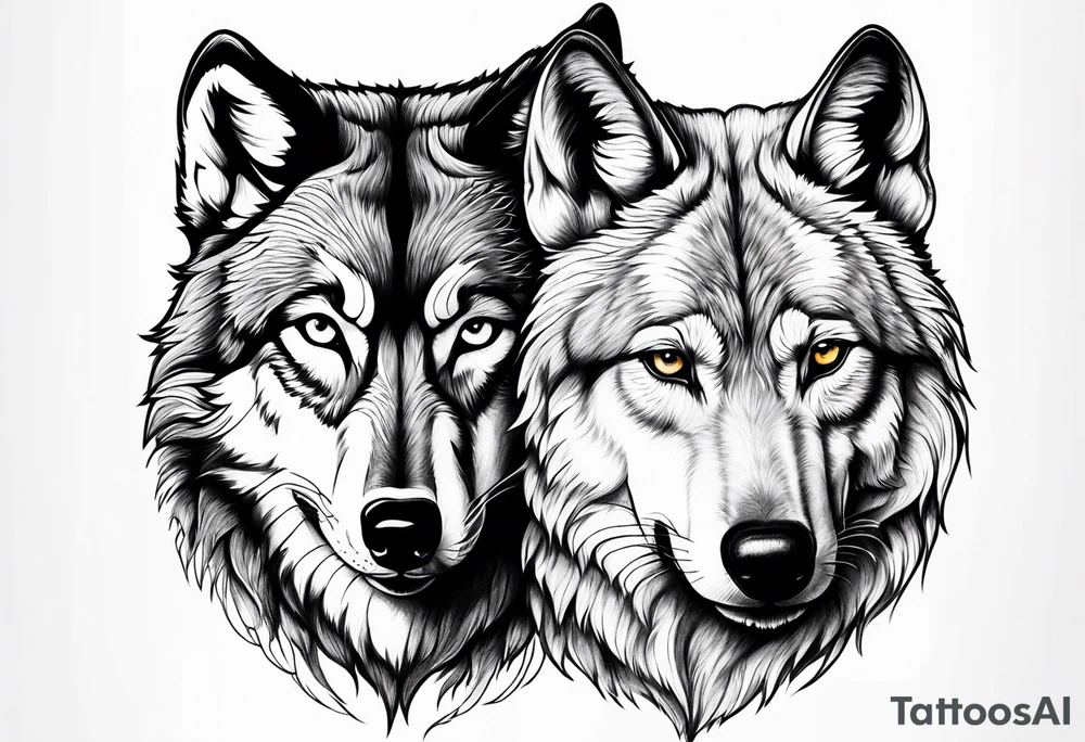 Wolf protecting 2 cubs tattoo idea