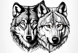 Wolf protecting 2 cubs tattoo idea