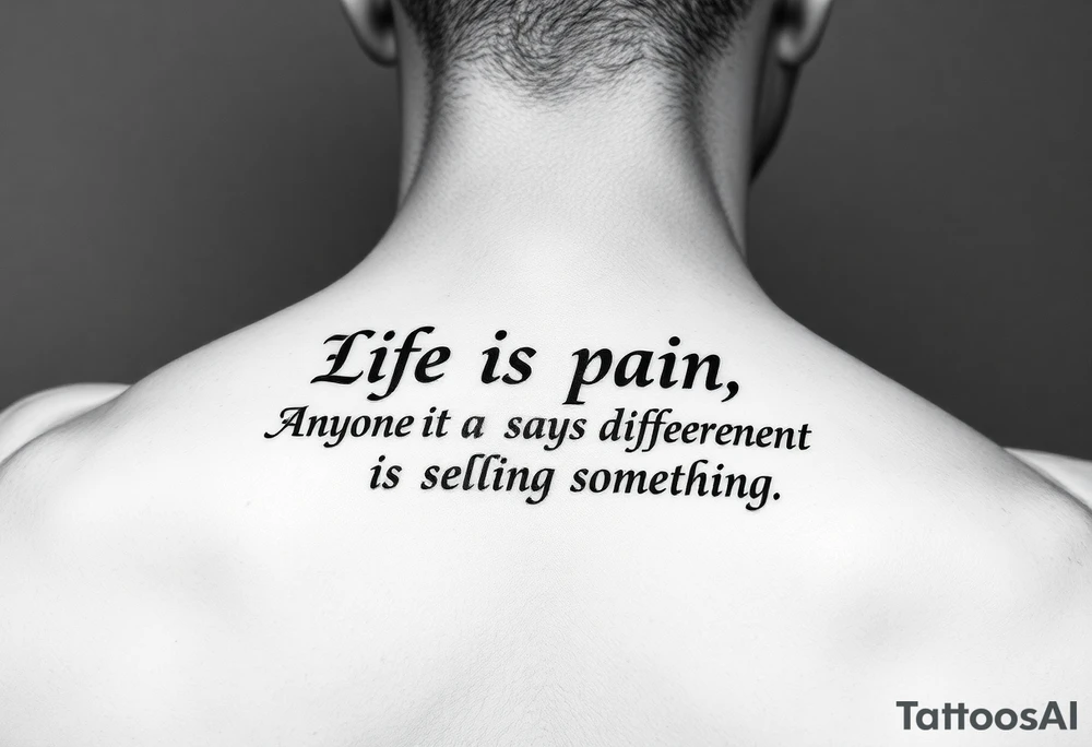 “Life is pain, Highness. Anyone who says differently is selling something.”
Scroll font tattoo idea