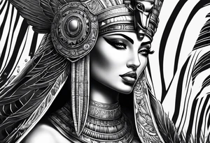 Sleeve with cleopatra, Horus tattoo idea