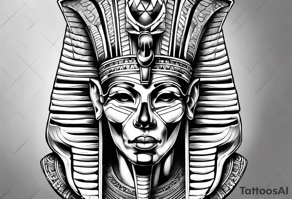 pharaoh skull realistic tattoo idea