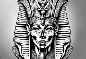 pharaoh skull realistic tattoo idea