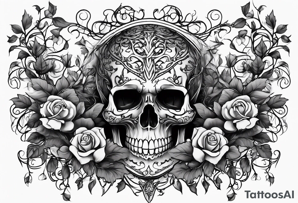 Skeleton wrapped in vines tattoo idea