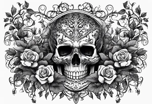 Skeleton wrapped in vines tattoo idea