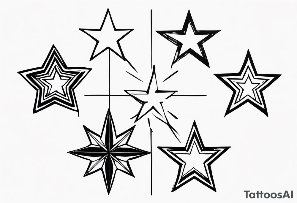 Five  stars two big three small in a circle tattoo idea