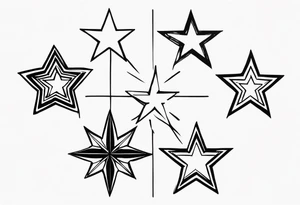Five  stars two big three small in a circle tattoo idea