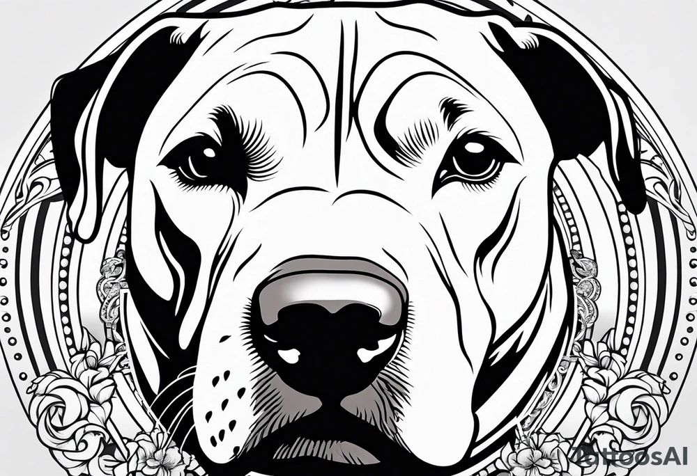 white pitbull pointed ears, paw tattoo idea