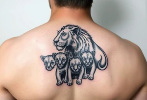 Lioness with 4 cubs tattoo idea