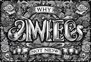 The words, "Why Not Now", written in pixelated letters and surrounded by video game characters. tattoo idea