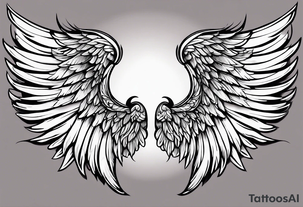 beautiful angel wings. with flilgree in the background tattoo idea