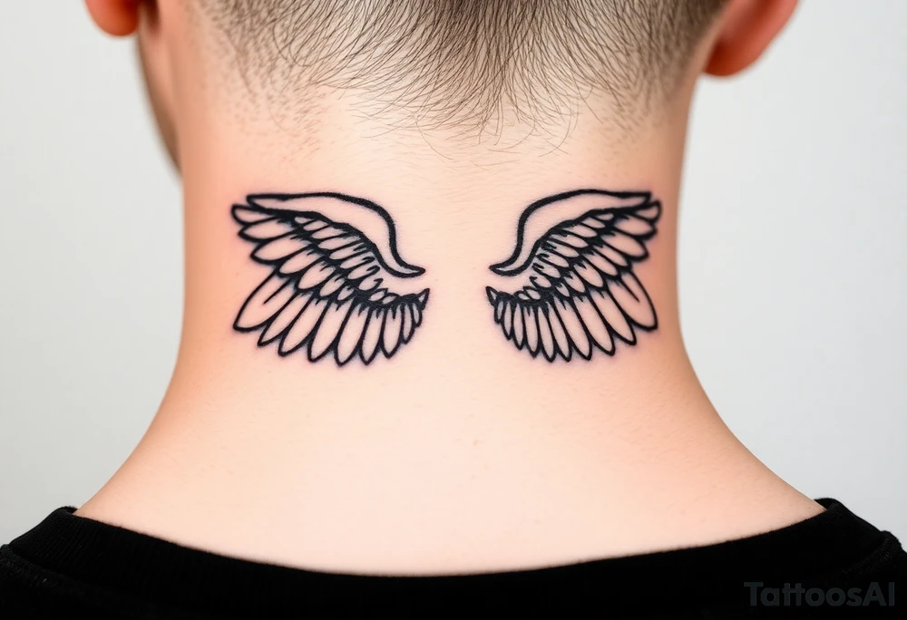 wings on the back of the neck tattoo idea