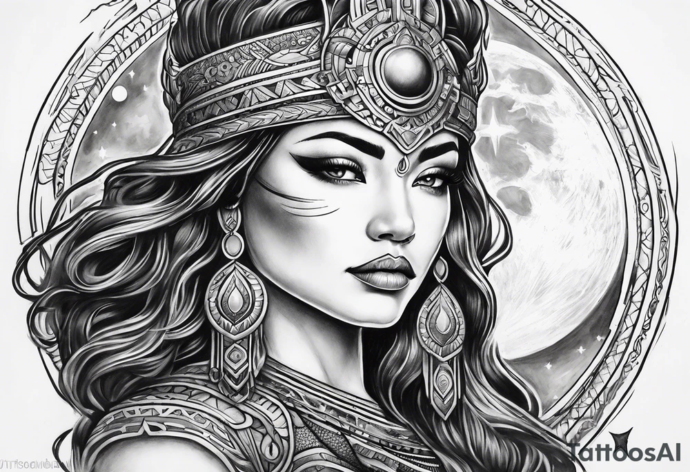 Moon warrior goddess tattoo idea