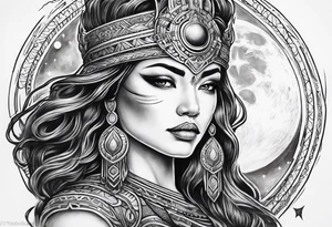 Moon warrior goddess tattoo idea