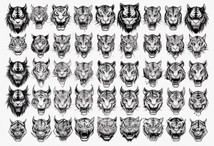 katana demon tiger head tattoo idea