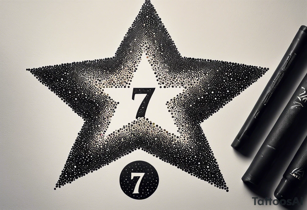 Stars and the number seven in rainbow colors tattoo idea
