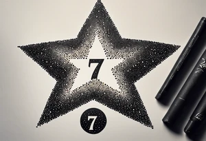 Stars and the number seven in rainbow colors tattoo idea
