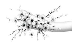 delicate cherry blossoms swirling in spring breeze with petals tattoo idea