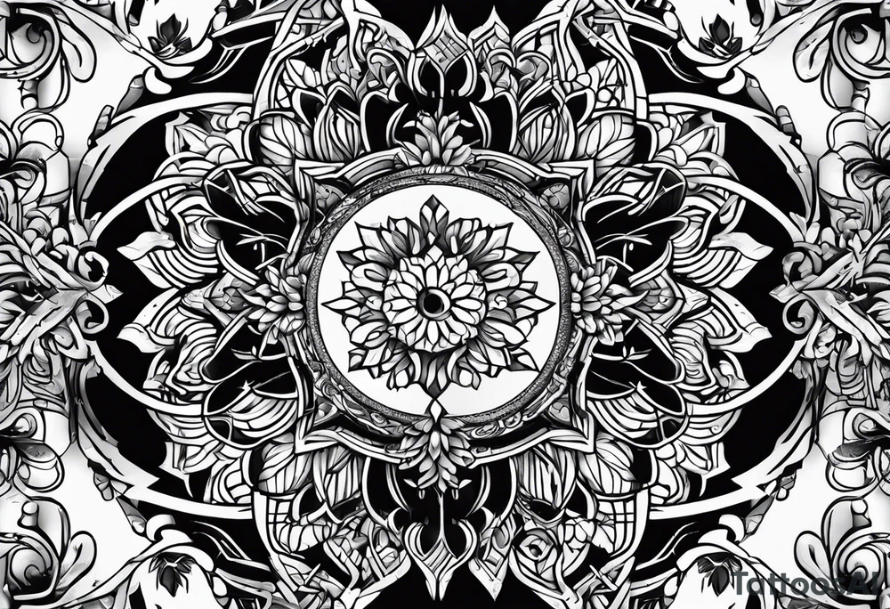 dark ornament arm tattoo idea