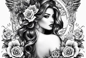 tattoo with devil and roses  for the back tattoo idea