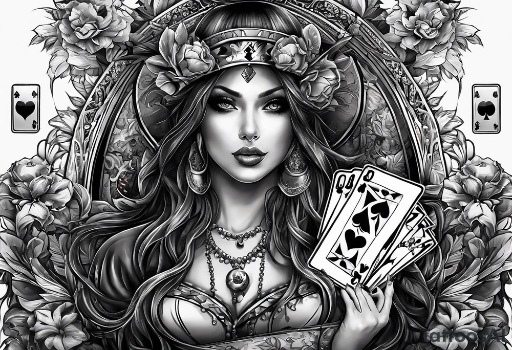 I want all methods of gambling games. The center piece to be death playing against a man. tattoo idea