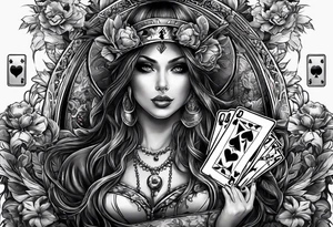 I want all methods of gambling games. The center piece to be death playing against a man. tattoo idea