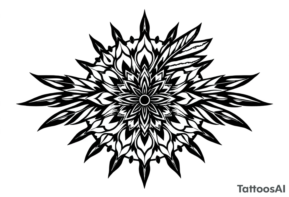 spiritual feather indian mandala shaman tattoo idea