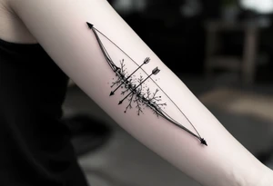 Small bow and arrow with kompass tattoo idea