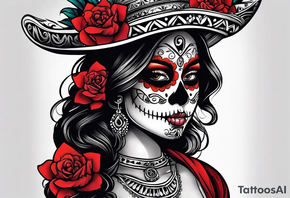 Mexico day of dead , rectangle tattoo idea