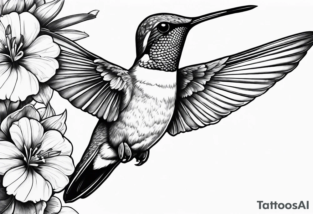 Humming bird and flower tattoo idea