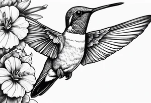 Humming bird and flower tattoo idea