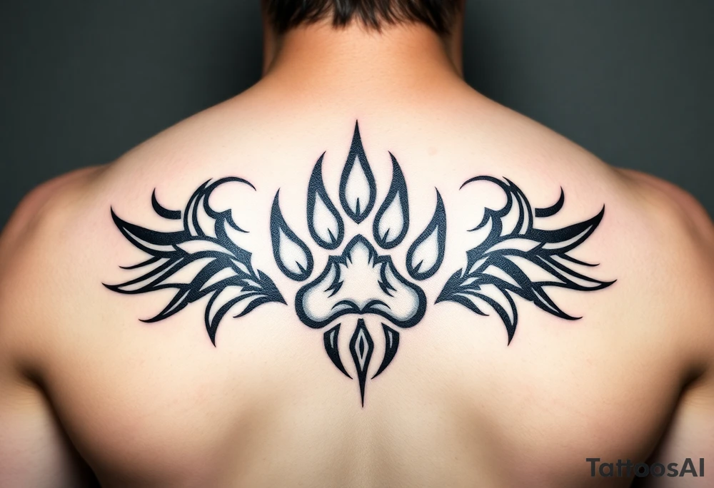 Majestic Siberian husky paw print tattoo idea