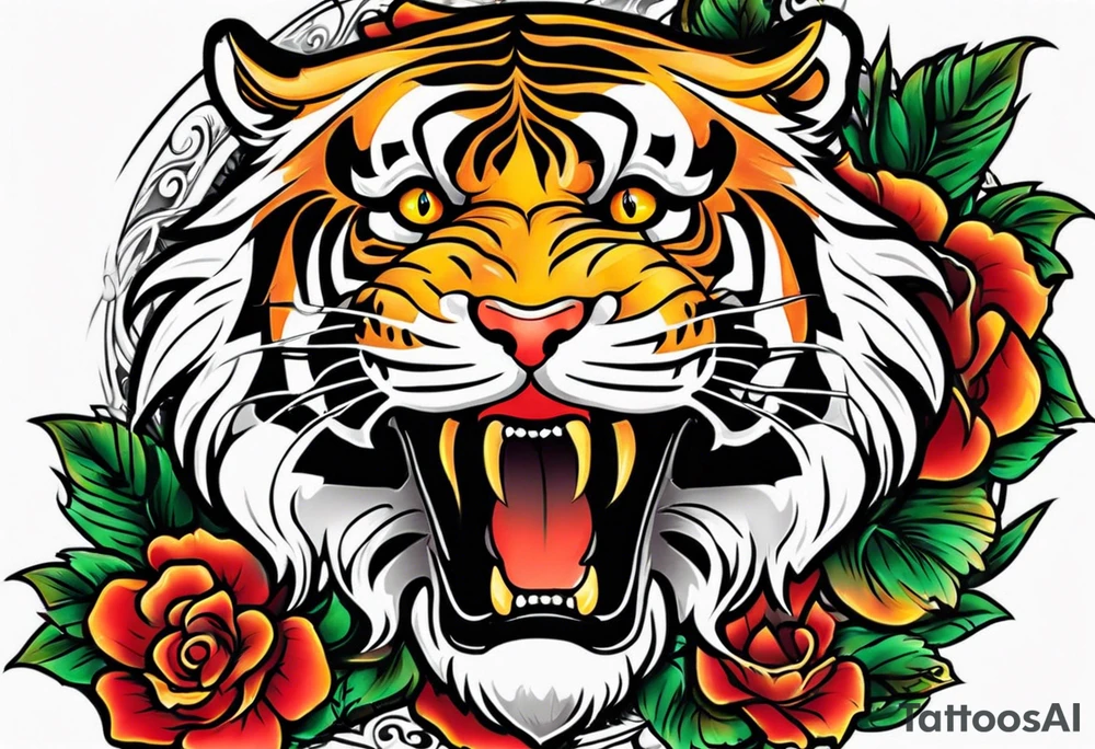 Old school tiger tattoo idea