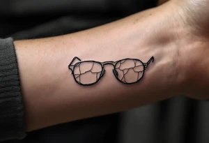 cracked glasses memory of poor eyesight reminder to take care of eyesight, men's tattoo on arm tattoo idea