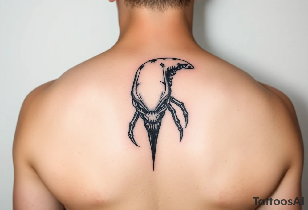 A stencil style drawing of an alien tattoo idea