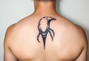 A stencil style drawing of an alien tattoo idea