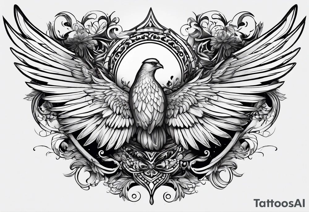 "one day, i am going to grow wings" in writing, with wings on either side tattoo idea
