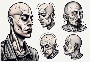 bald heartbroken man closeup tattoo idea