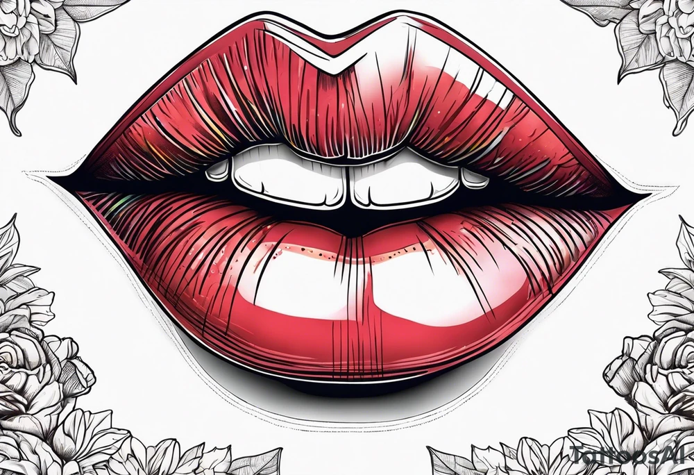 Sexy female lips tattoo idea