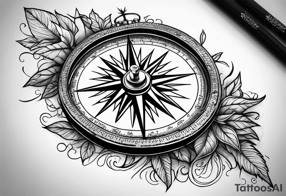 Compass with roots tattoo idea