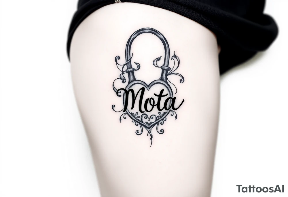 A lock with the name Mota tattoo idea