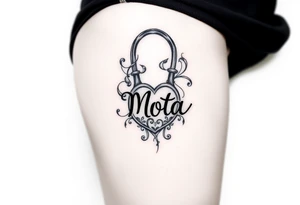 A lock with the name Mota tattoo idea