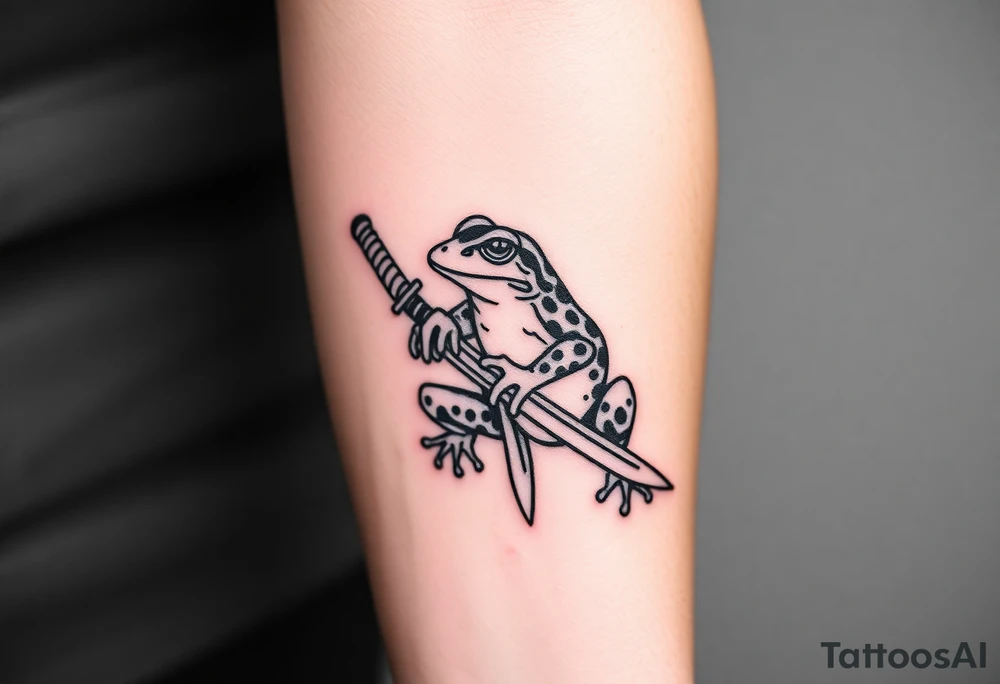 Toad Japanese holding a sword tattoo idea