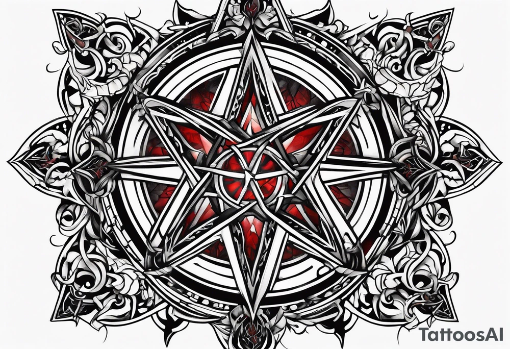 pentagram upsidedown cross tattoo idea
